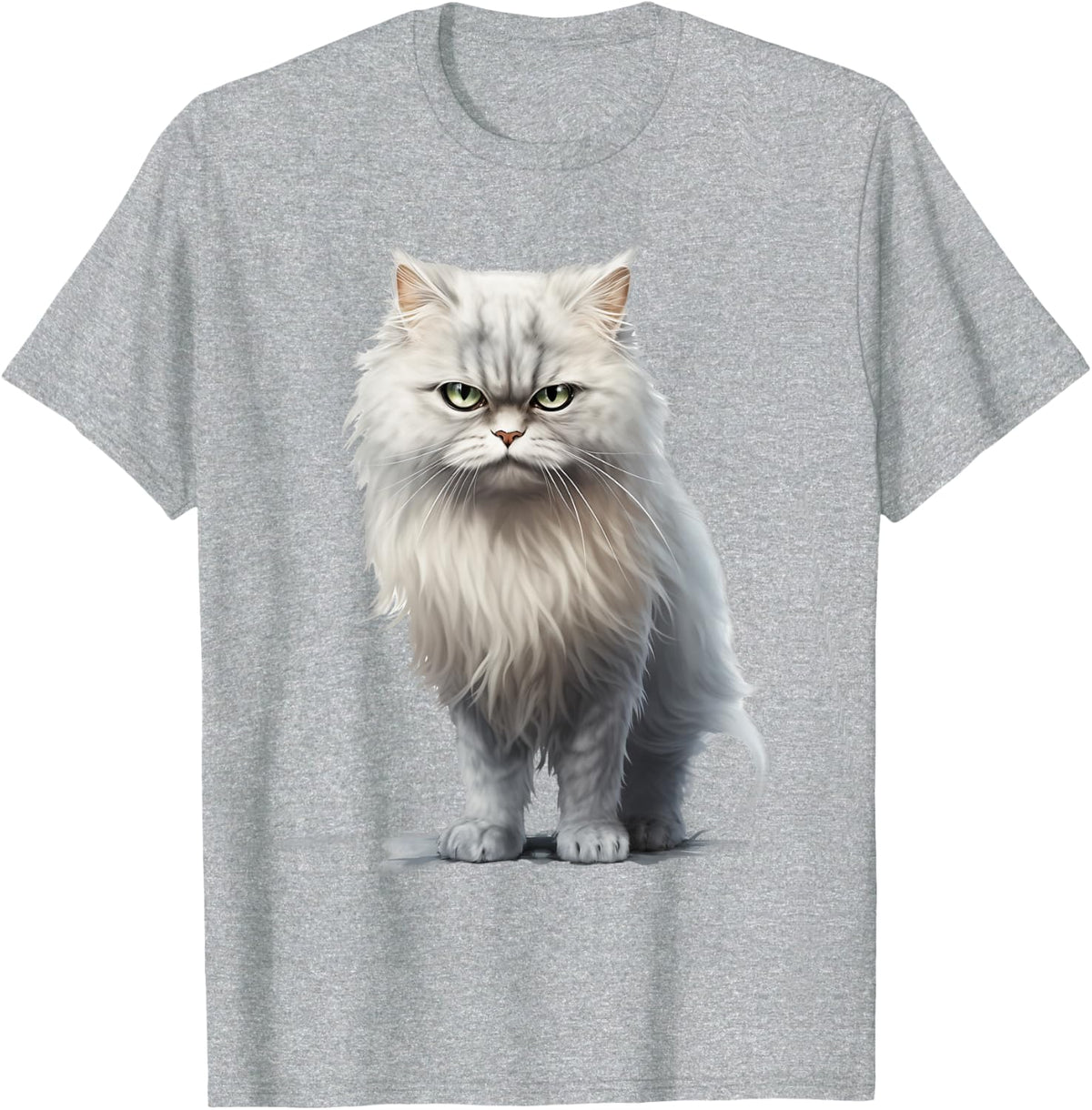 Grouchy Persian Fluffball Grumpy White/Gray Persian Cat T-Shirt - Heather Grey