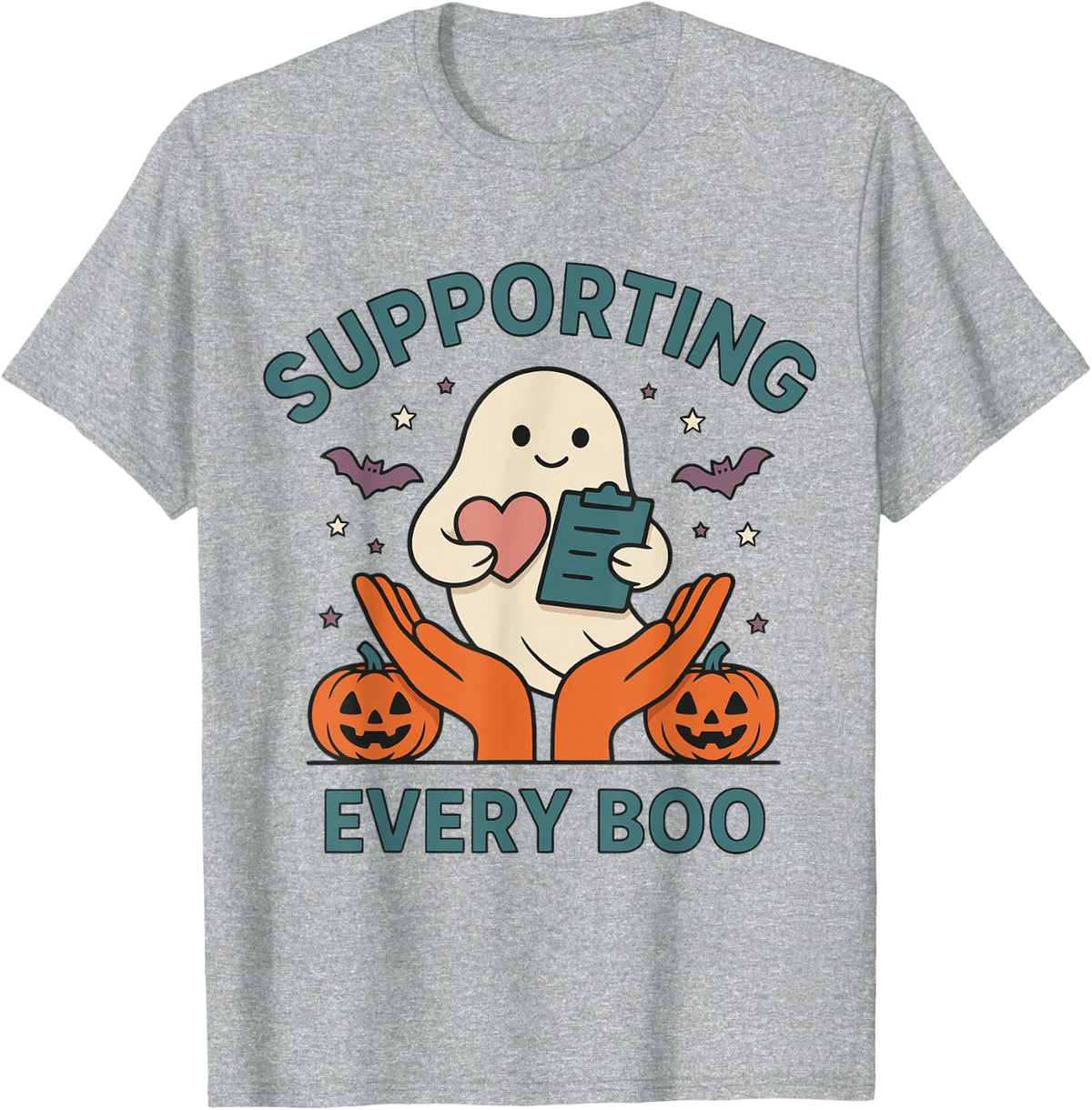 Halloween Social Worker - Supporting Every Boo T-Shirt - Heather Grey