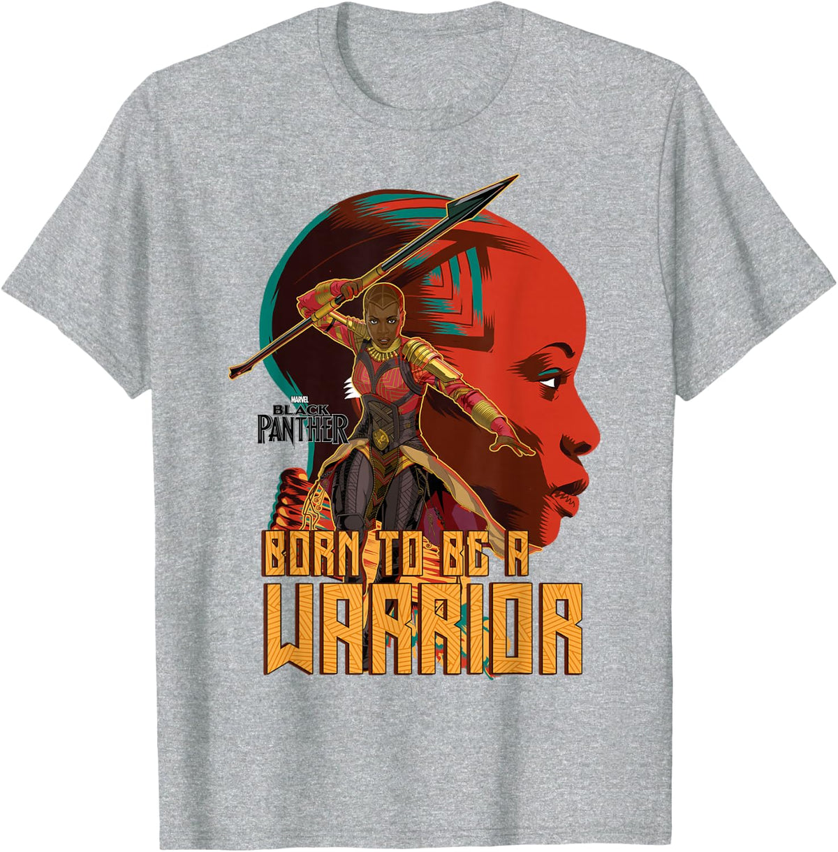 Marvel Black Panther Movie Okoye Profile Graphic T-Shirt T-Shirt - Heather Grey