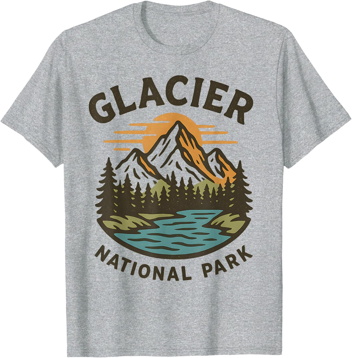 Glacier National Park Montana T-Shirt - Heather Grey