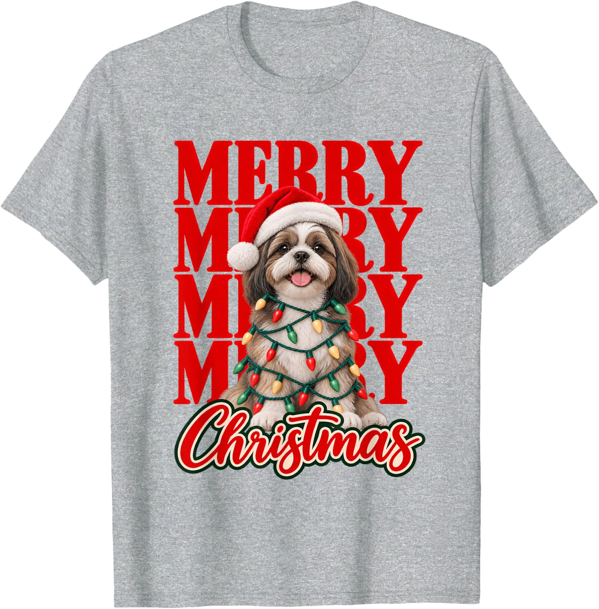 Merry Christmas Havanese Dog Lovers Xmas T-Shirt - Heather Grey