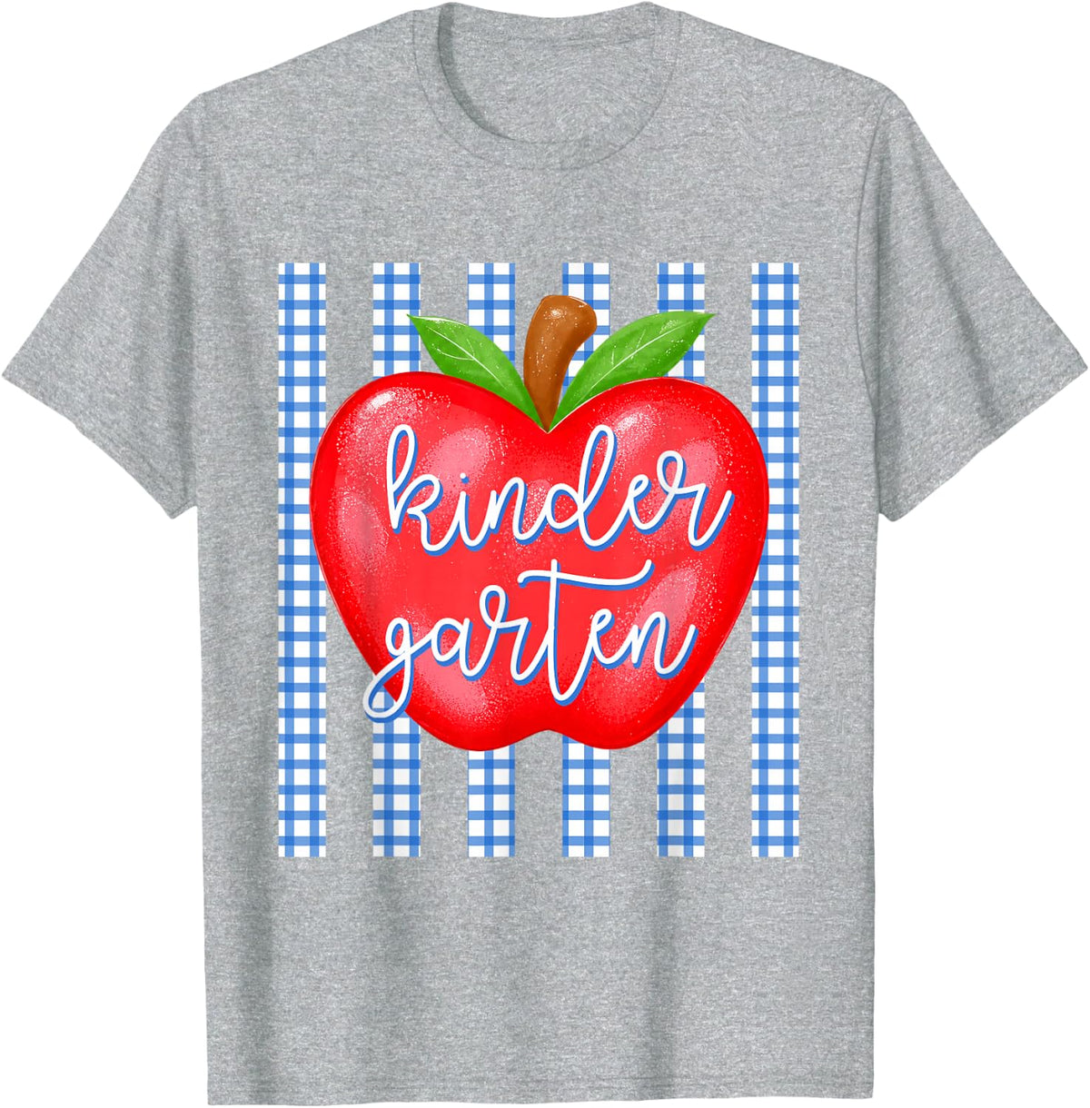 Cute Kindergarten Teacher Apple Back to School Striped T-Shirt - Heather Grey