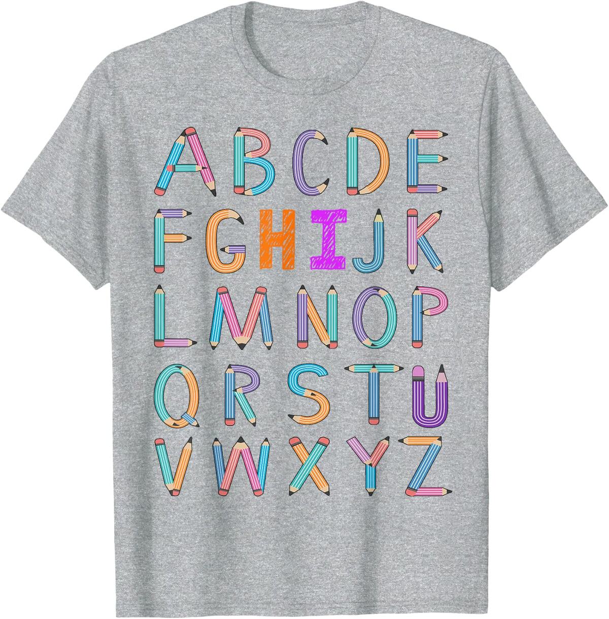 Back to School Shirt for Teachers Women Kids Kindergarten Alphabet ABC Tees T Shirts - Heather Grey