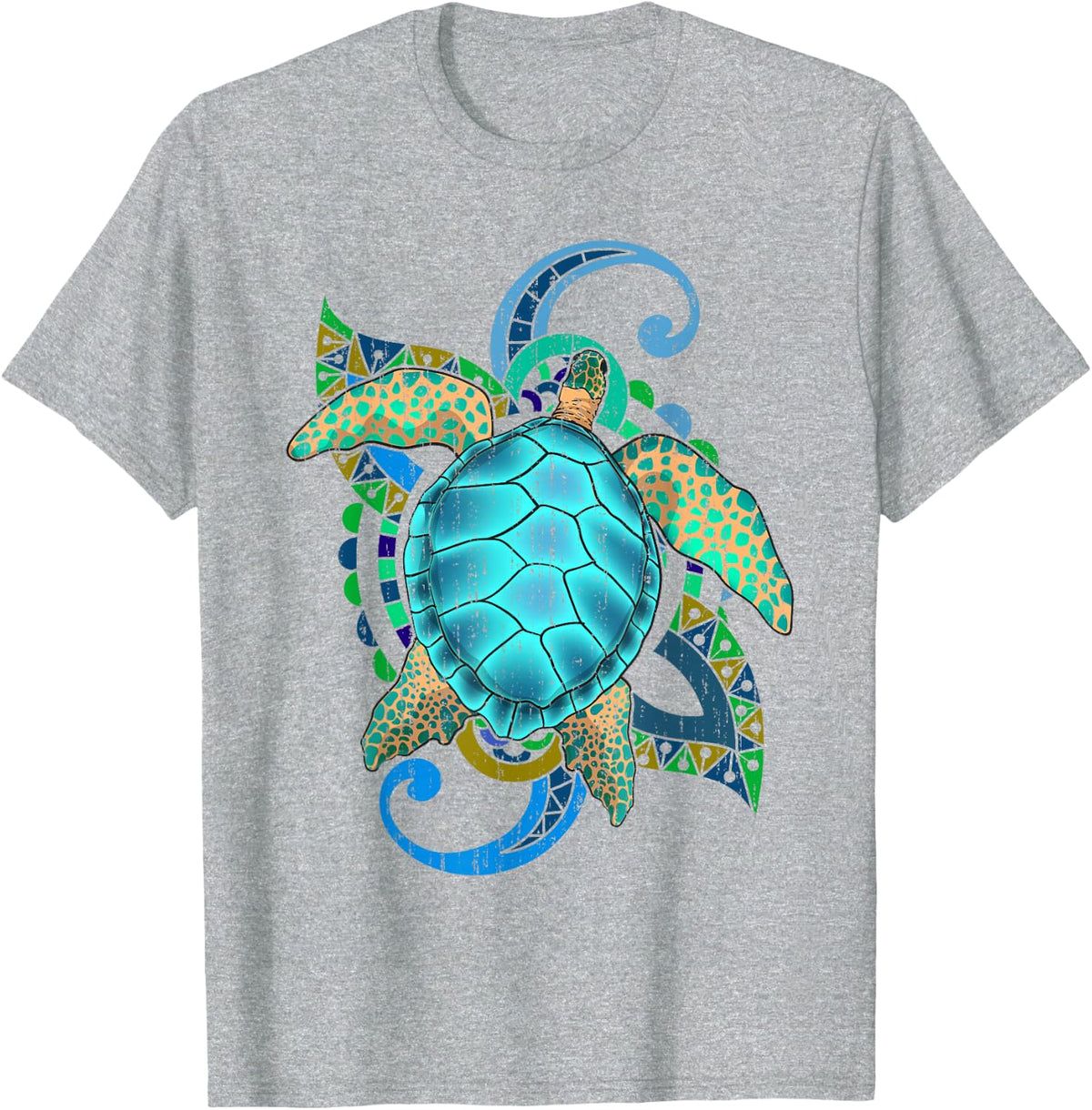 Maori Ocean Animal Polynesia Tattoo Sea Turtle T-Shirt - Heather Grey