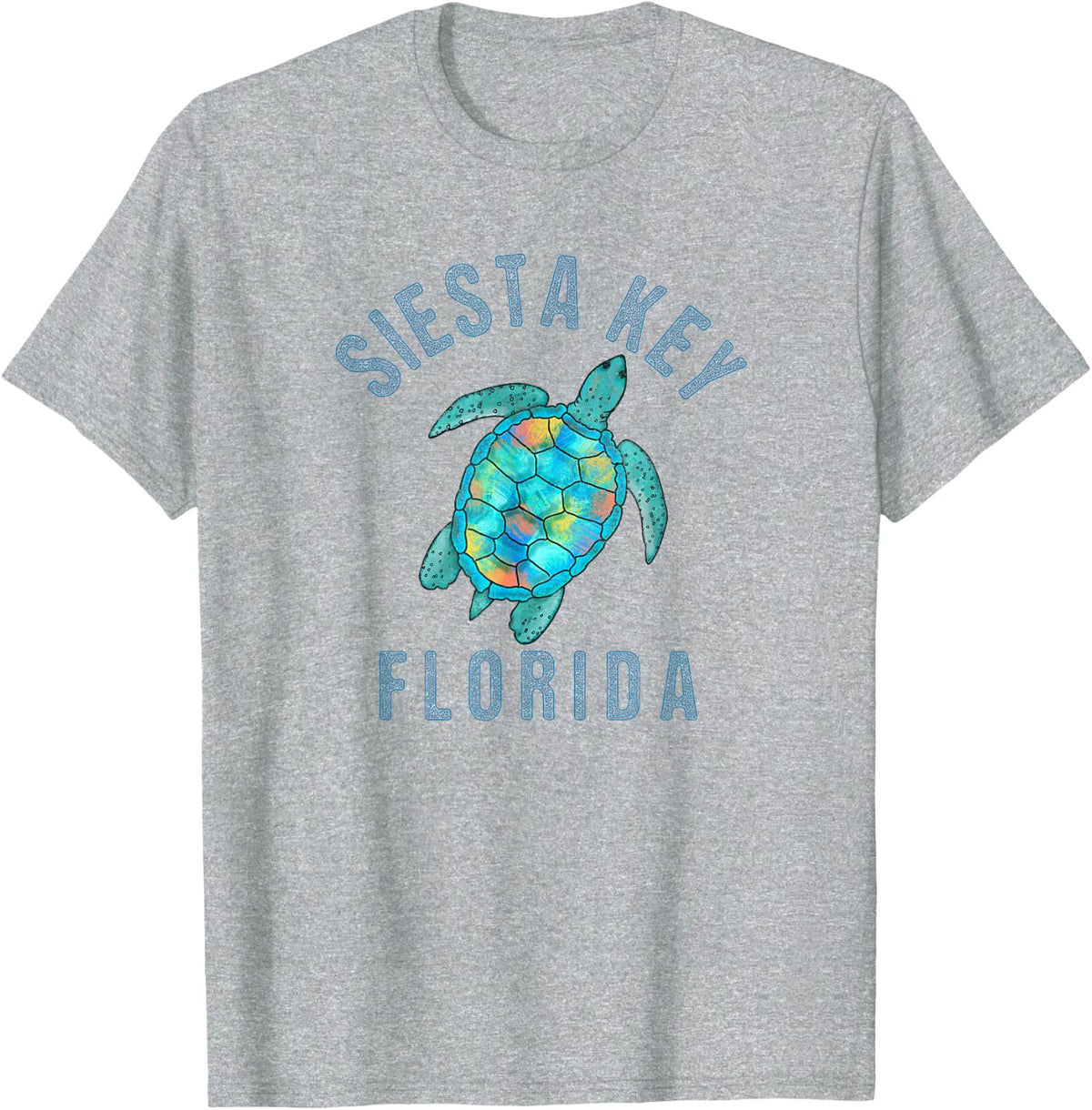 Siesta Key, FL Beach Design / Sea Turtle Illustration Gift T-Shirt - Heather Grey