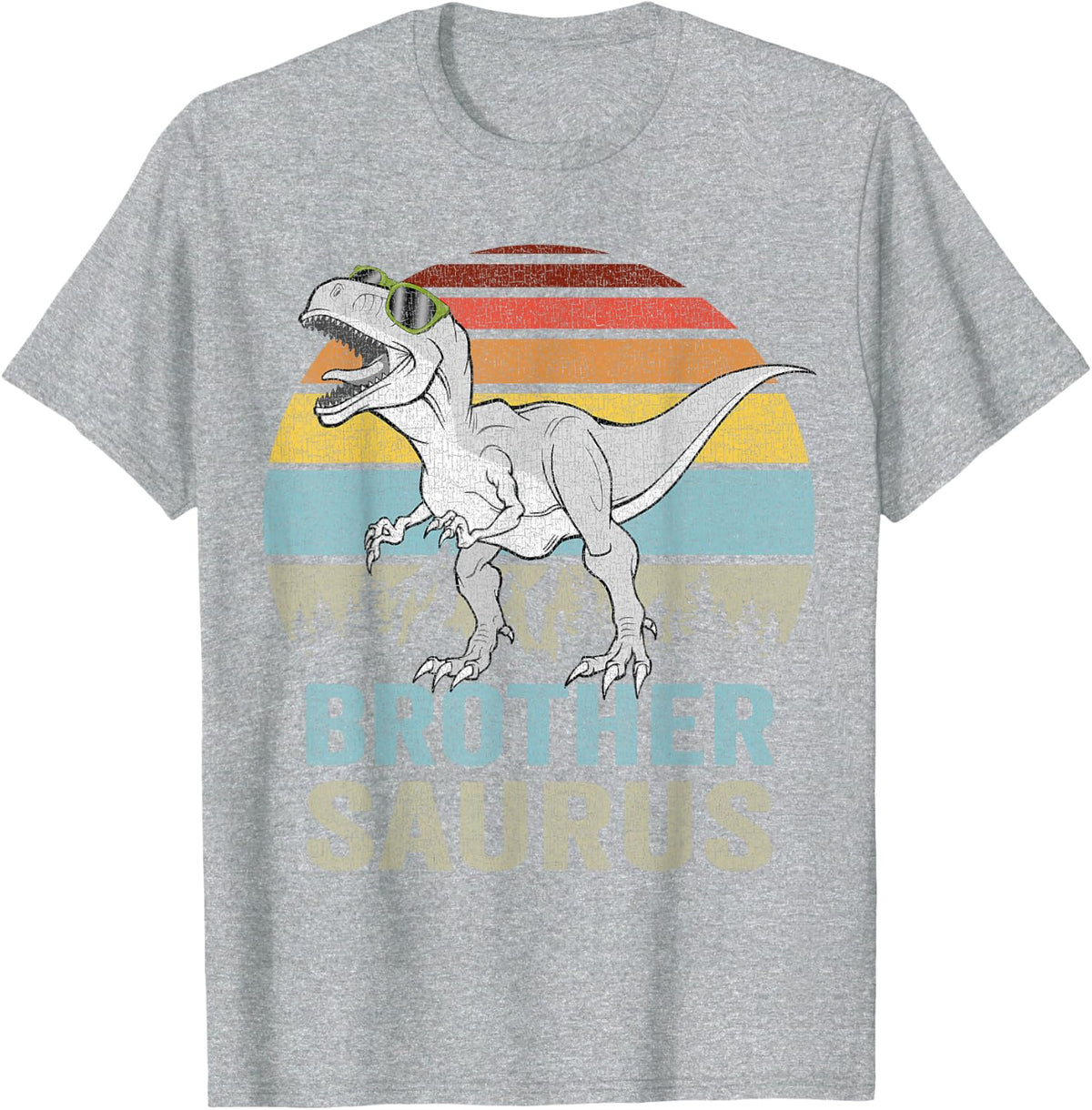 Brothersaurus T Rex Brother Saurus Family Matching Dinosaur T-Shirt - Heather Grey