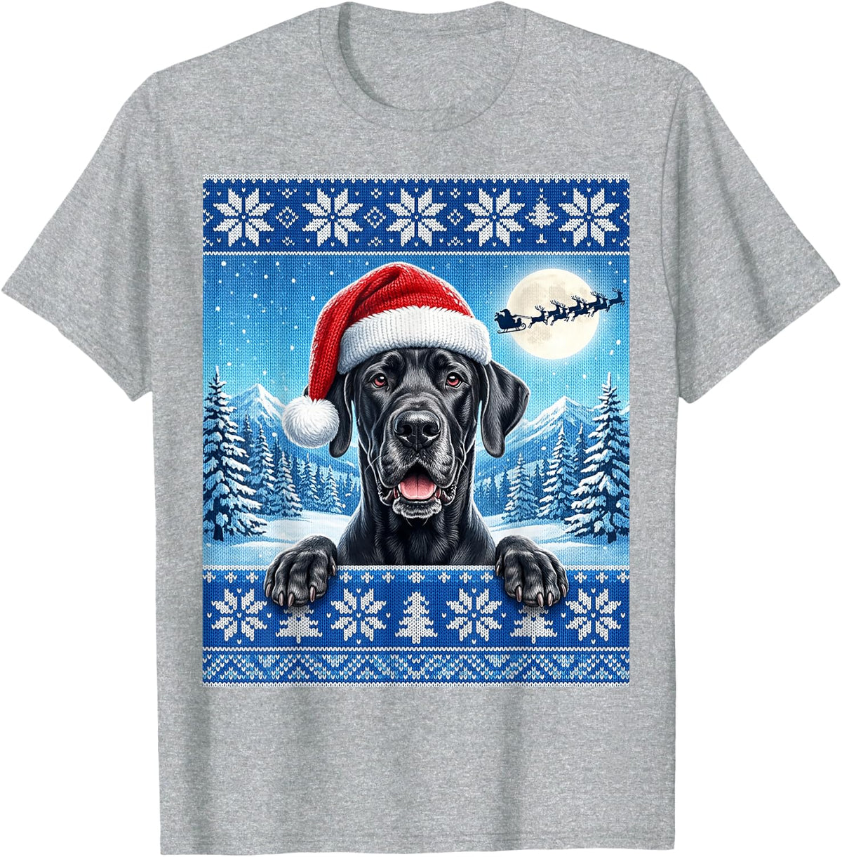 Black Great Dane Dog T-Shirt - Heather Grey